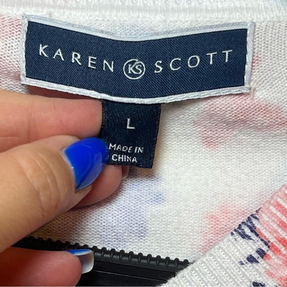 #94 KAREN SCOTT FLORAL PRINTED SWEATER CARDIGAN LARGE - Picture 5 of 6